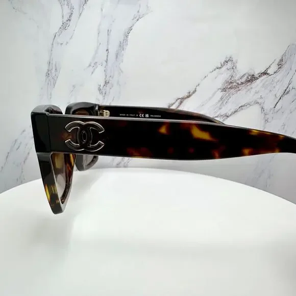 New CHANEL Sunglasses Brown Butterfly Gold Polarized Brown Lens - Picture 13 of 16